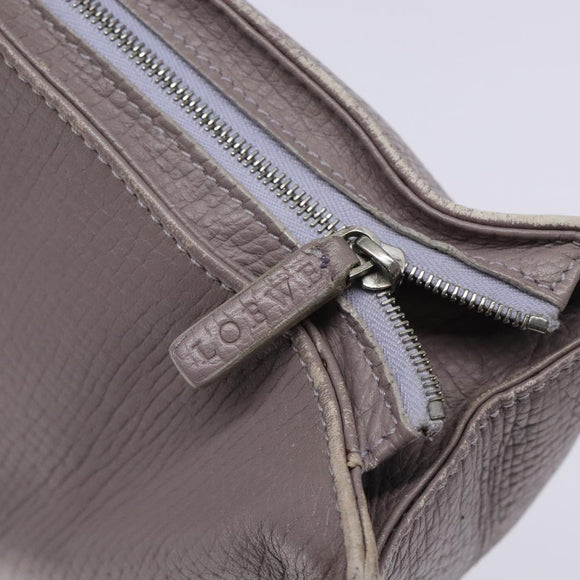 LOEWE Shoulder Bag Leather Gray Silver Auth fm4815