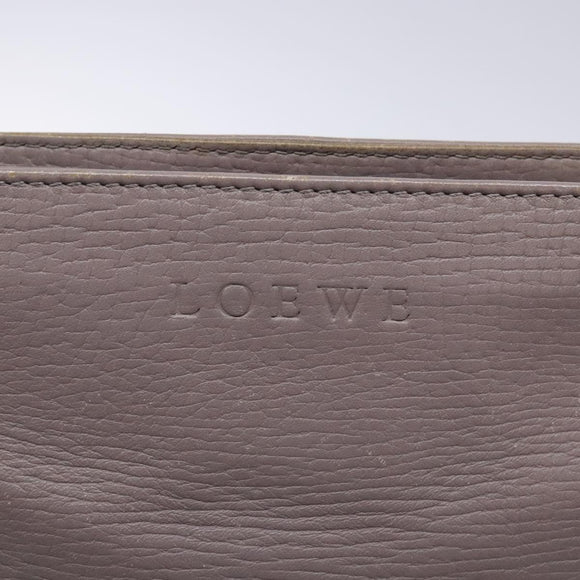 LOEWE Shoulder Bag Leather Gray Silver Auth fm4815