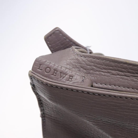 LOEWE Shoulder Bag Leather Gray Silver Auth fm4815