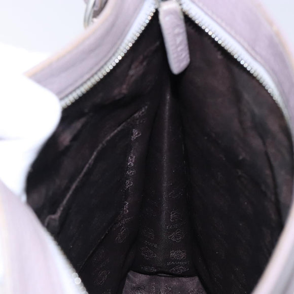 LOEWE Shoulder Bag Leather Gray Silver Auth fm4815