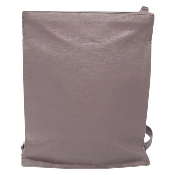 LOEWE Shoulder Bag Leather Gray Silver Auth fm4815