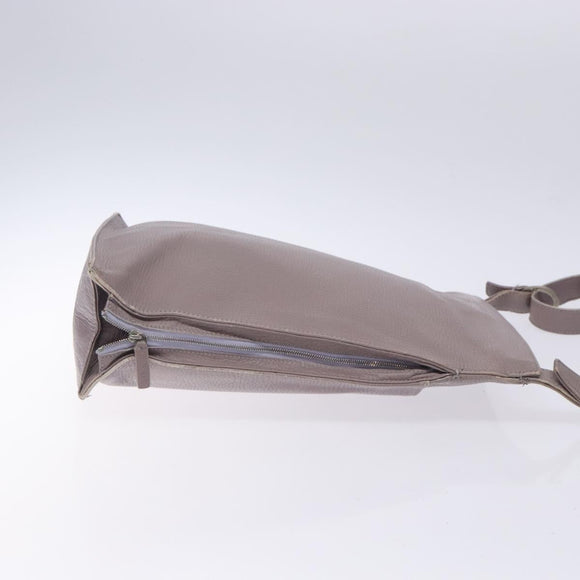 LOEWE Shoulder Bag Leather Gray Silver Auth fm4815