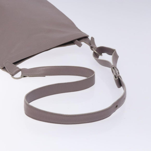 LOEWE Shoulder Bag Leather Gray Silver Auth fm4815