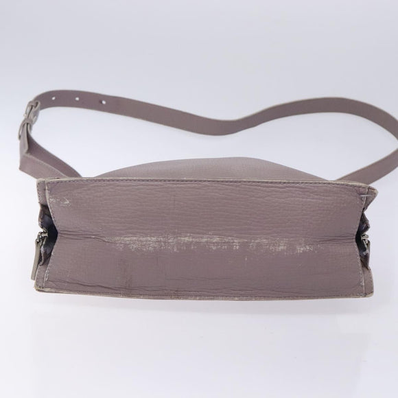 LOEWE Shoulder Bag Leather Gray Silver Auth fm4815