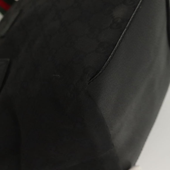 GUCCI GG Canvas Web Sherry Line Tote Bag Black Silver 131228 Auth fm4817