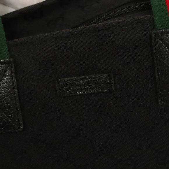 GUCCI GG Canvas Web Sherry Line Tragetasche Schwarz Silber 131228 Auth fm4817