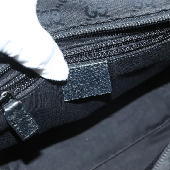 GUCCI GG Canvas Web Sherry Line Tote Bag Black Silver 131228 Auth fm4817