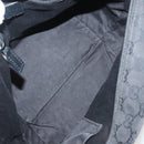 GUCCI GG Canvas Web Sherry Line Tote Bag Black Silver 131228 Auth fm4817-11