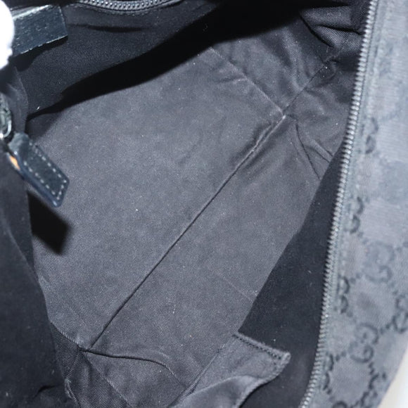 GUCCI GG Canvas Web Sherry Line Tote Bag Black Silver 131228 Auth fm4817