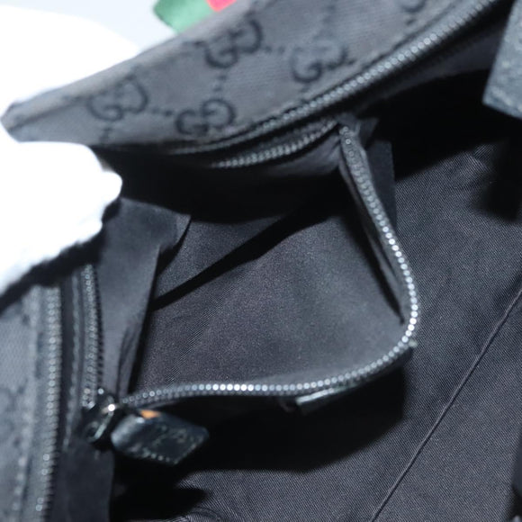 GUCCI GG Canvas Web Sherry Line Tote Bag Black Silver 131228 Auth fm4817