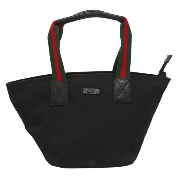 GUCCI GG Canvas Web Sherry Line Tragetasche Schwarz Silber 131228 Auth fm4817