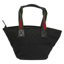 GUCCI GG Canvas Web Sherry Line Tote Bag Black Silver 131228 Auth fm4817-2