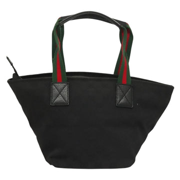 GUCCI GG Canvas Web Sherry Line Tote Bag Black Silver 131228 Auth fm4817 - 0