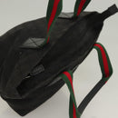 GUCCI GG Canvas Web Sherry Line Tote Bag Black Silver 131228 Auth fm4817-6