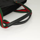 GUCCI GG Canvas Web Sherry Line Tote Bag Black Silver 131228 Auth fm4817-7