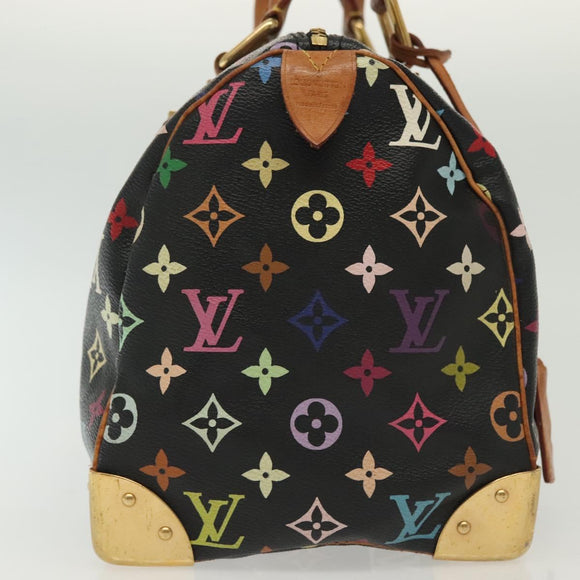 LOUIS VUITTON Monogram Multicolor Speedy 30 Hand Bag Black M92642 LV Auth fm4819