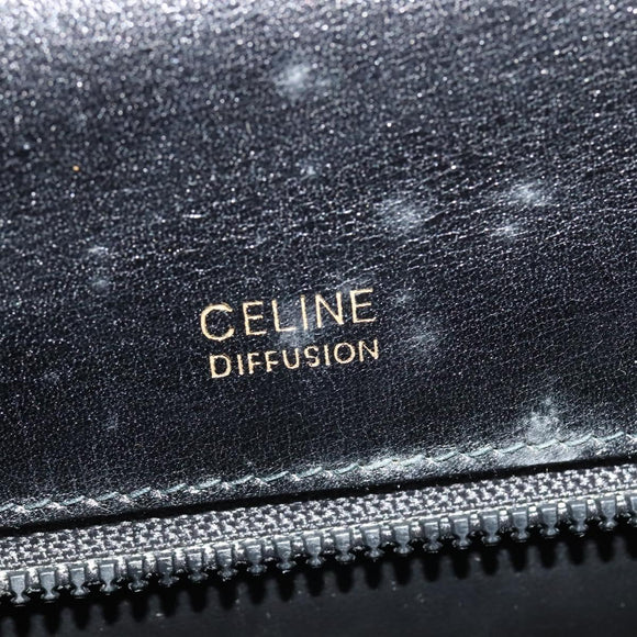 CELINE Shoulder Bag Leather Black Gold Auth fm4822