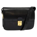 CELINE Shoulder Bag Leather Black Gold Auth fm4822-1