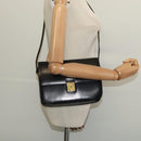 CELINE Shoulder Bag Leather Black Gold Auth fm4822-24