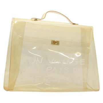 HERMES Vinyl Kelly Hand Bag Vinyl Clear Auth fm4824