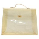 HERMES Vinyl Kelly Hand Bag Vinyl Clear Auth fm4824-2