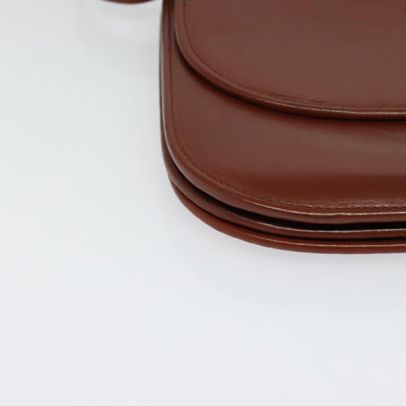 Christian Dior Shoulder Bag Leather Brown Gold Auth fm4829