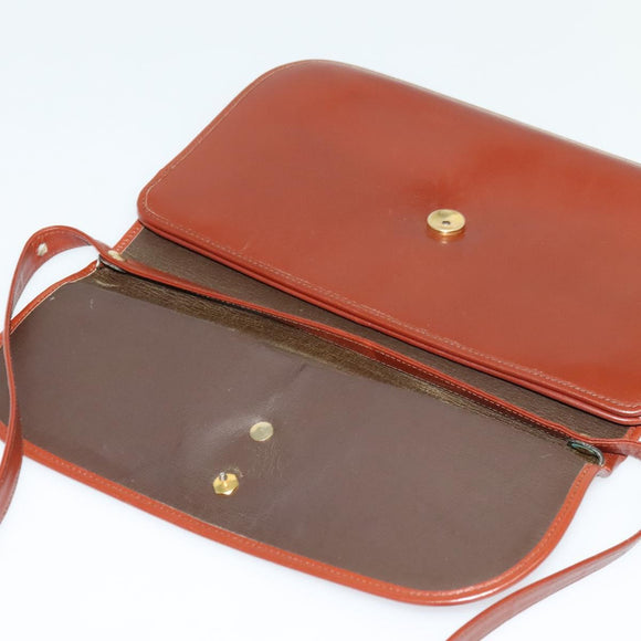 Christian Dior Shoulder Bag Leather Brown Gold Auth fm4829