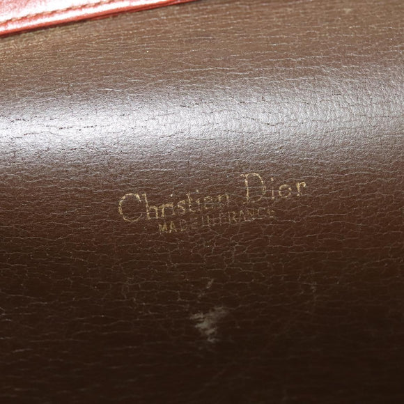 Christian Dior Shoulder Bag Leather Brown Gold Auth fm4829