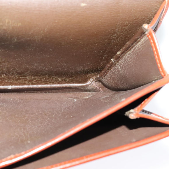 Christian Dior Shoulder Bag Leather Brown Gold Auth fm4829