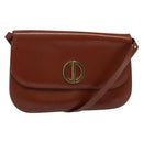 Christian Dior Shoulder Bag Leather Brown Gold Auth fm4829-1