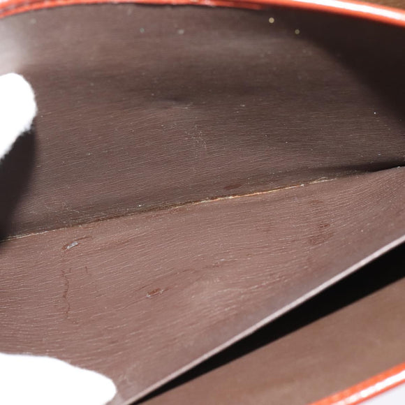 Christian Dior Shoulder Bag Leather Brown Gold Auth fm4829