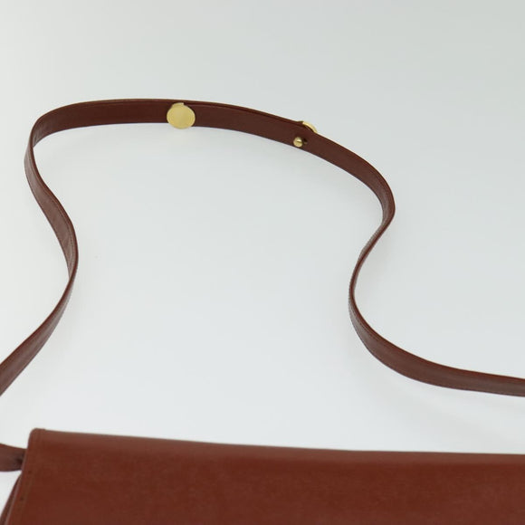 Christian Dior Shoulder Bag Leather Brown Gold Auth fm4829
