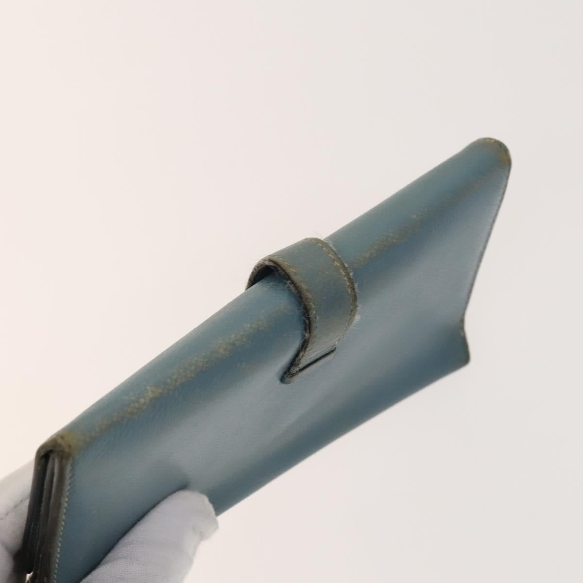 HERMES Baan Wallet Leather 2Set Pink Light Blue Auth fm4833