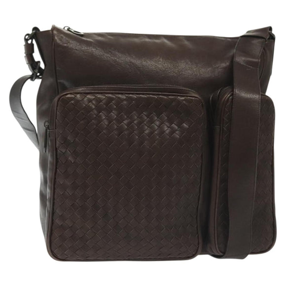 BOTTEGA VENETA INTRECCIATO Shoulder Bag Leather Brown Auth fm4835