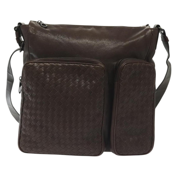 BOTTEGA VENETA INTRECCIATO Shoulder Bag Leather Brown Auth fm4835