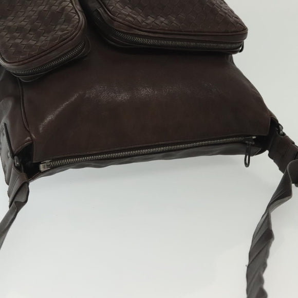 BOTTEGA VENETA INTRECCIATO Shoulder Bag Leather Brown Auth fm4835