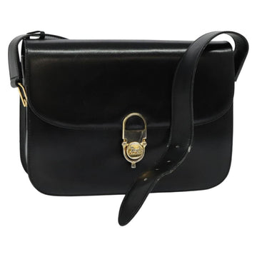 CELINE Shoulder Bag Leather Black Gold Auth fm4838