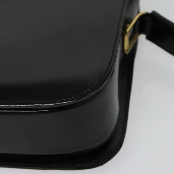 CELINE Shoulder Bag Leather Black Gold Auth fm4838
