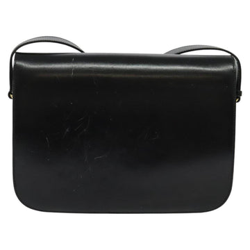 CELINE Shoulder Bag Leather Black Gold Auth fm4838 - 0