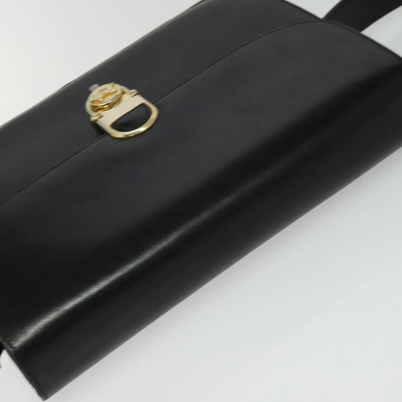 CELINE Shoulder Bag Leather Black Gold Auth fm4838
