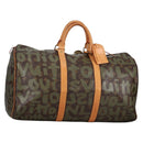 LOUIS VUITTON Monogram Graffiti Keepall 50 Boston Bag Khaki M92196 Auth fm4841V-1