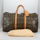 LOUIS VUITTON Monogram Graffiti Keepall 50 Boston Bag Khaki M92196 Auth fm4841V-12