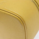 CHANEL COCO Mark Vanity Pouch Caviar Skin Yellow Gold CC Auth fm4842-15