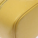 CHANEL COCO Mark Vanity Pouch Caviar Skin Yellow Gold CC Auth fm4842-16