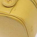 CHANEL COCO Mark Vanity Pouch Caviar Skin Yellow Gold CC Auth fm4842-8