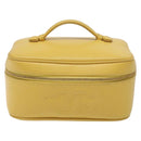 CHANEL COCO Mark Vanity Pouch Caviar Skin Yellow Gold CC Auth fm4842-13