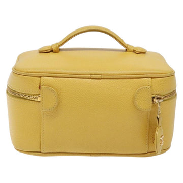 CHANEL COCO Mark Vanity Pouch Caviar Skin Yellow Gold CC Auth fm4842 - 0