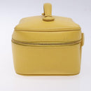 CHANEL COCO Mark Vanity Pouch Caviar Skin Yellow Gold CC Auth fm4842-4