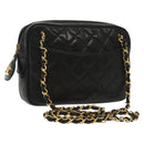 CHANEL Matelasse Chain Shoulder Bag Lamb Skin Black Gold CC Auth fm4843-1