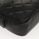 CHANEL Matelasse Chain Shoulder Bag Lamb Skin Black Gold CC Auth fm4843-15